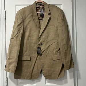 Tasso Elba Linen Blazer Mens XL Beige 100% Linen 2 Button Sport Coat Jacket NWT!